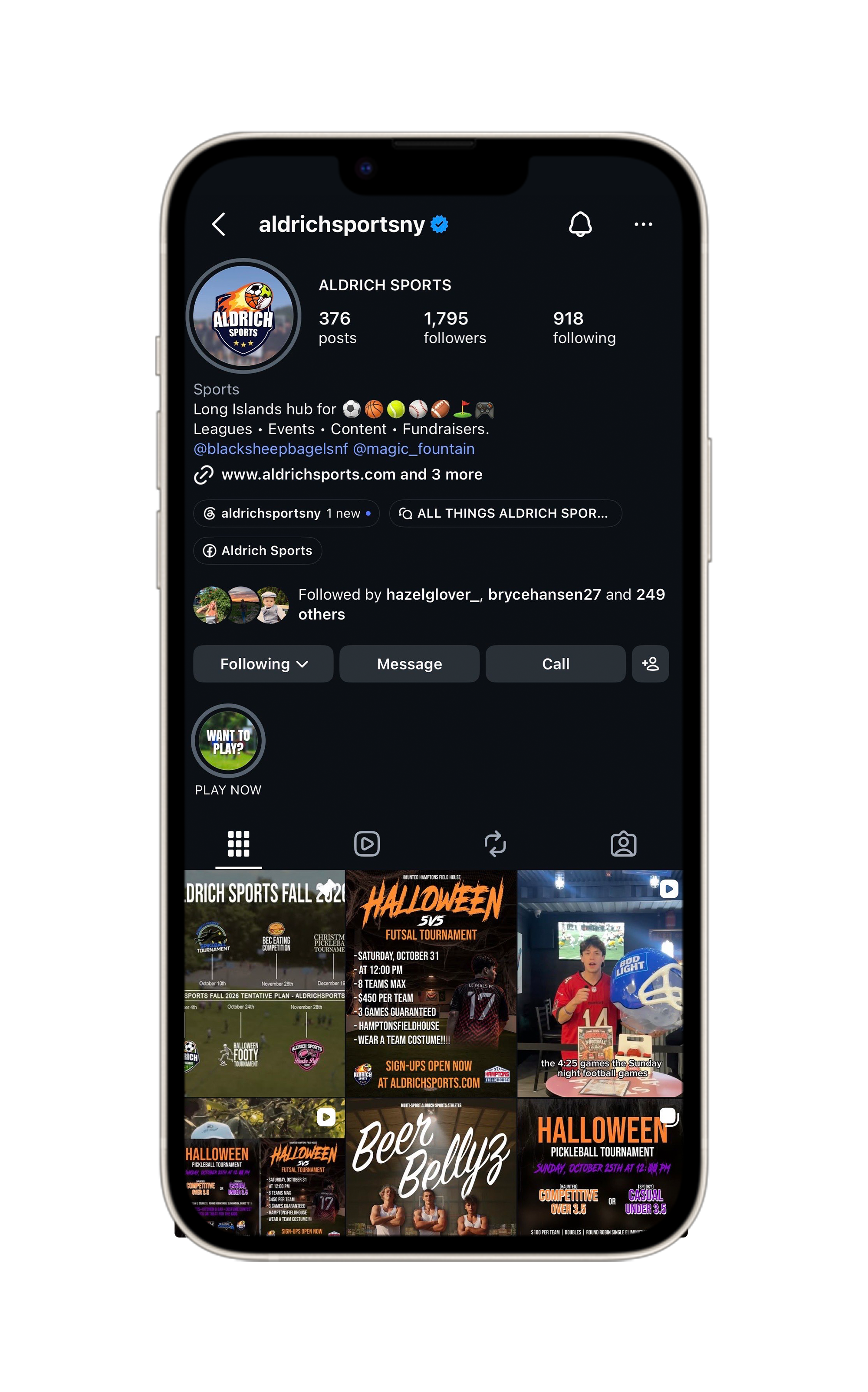 Aldrich Sports Instagram profile
